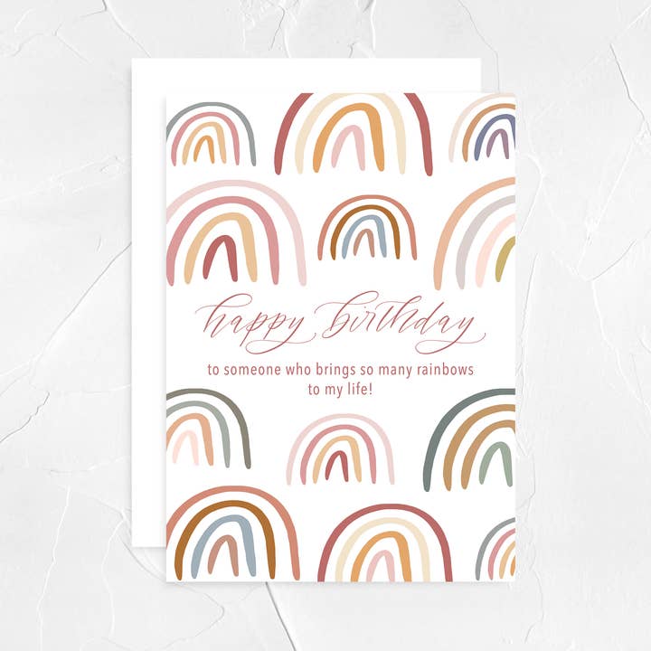 Happy Birthday Rainbow Greeting Card for wholesale by Haley Elizabeth Design