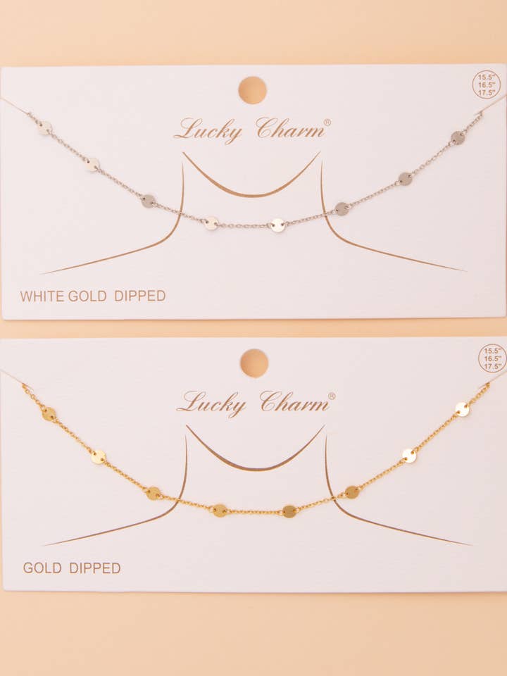 Polished Chain Link Necklace in White or Yellow Gold Plating for wholesale by SP Sophia Collection