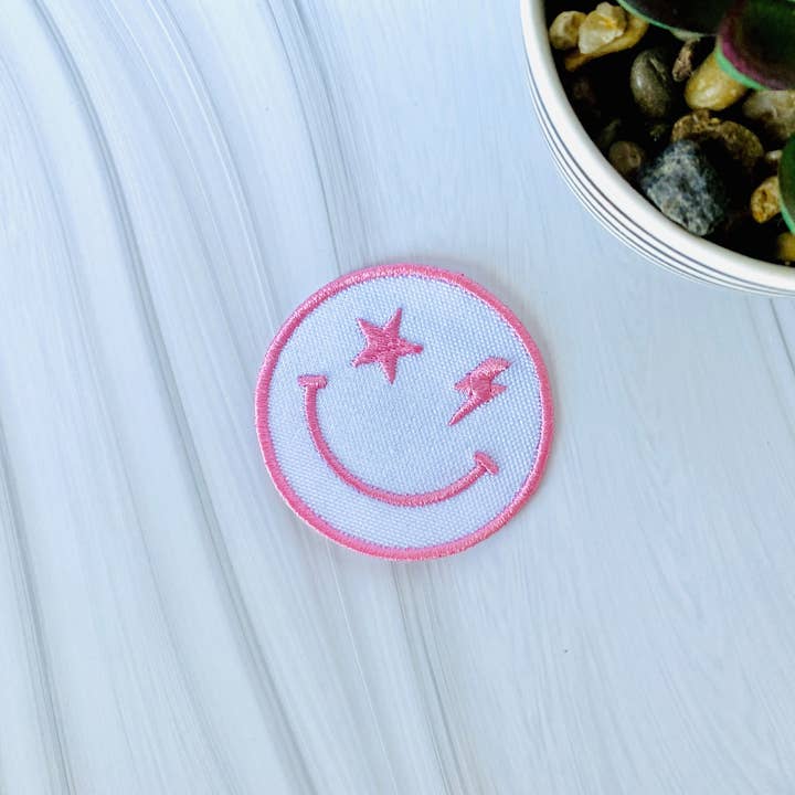 R & R Stitched - Wholesale Patch - Bolt happy face embroidered iron-on hat patch4
