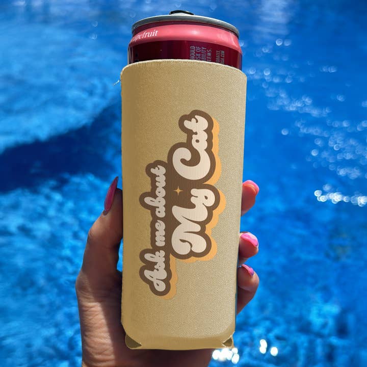 Spørg mig om min kat - Cute Slim Can Drink Koozie for engroshandel hos Papersalt