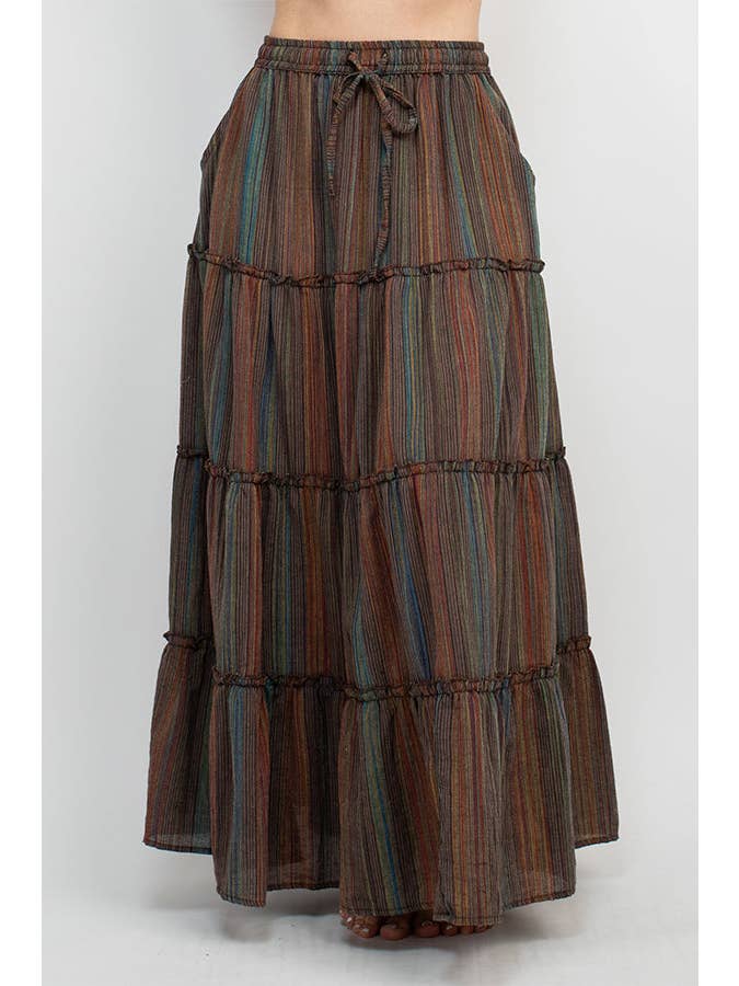 Lakhays Collection Inc. - Wholesale Skirt – Women’s - Stripe Tiered Maxi Skirt1