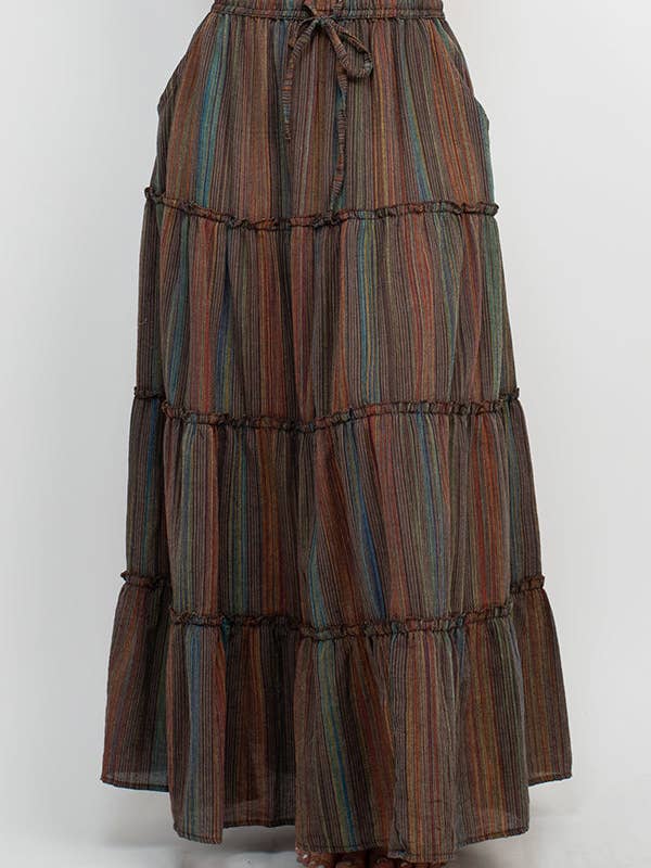Stripe Tiered Maxi Skirt for wholesale by Lakhays Collection Inc.