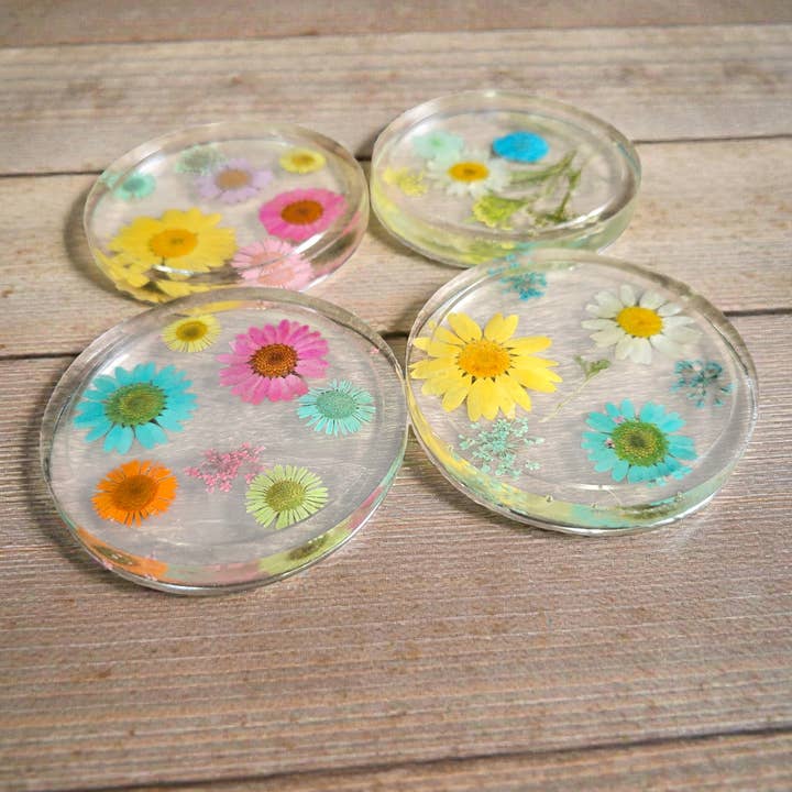 Ciao Bella Jewelry Inc – wholesale Underlägg – Pressade blomunderlägg med riktiga blommor, set om fyra16