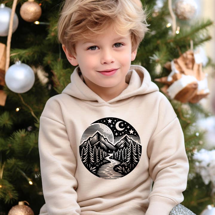 Kids Hoodie-River Mountain Graphic Toddler Sweatshirt for wholesale by Spruce Seed