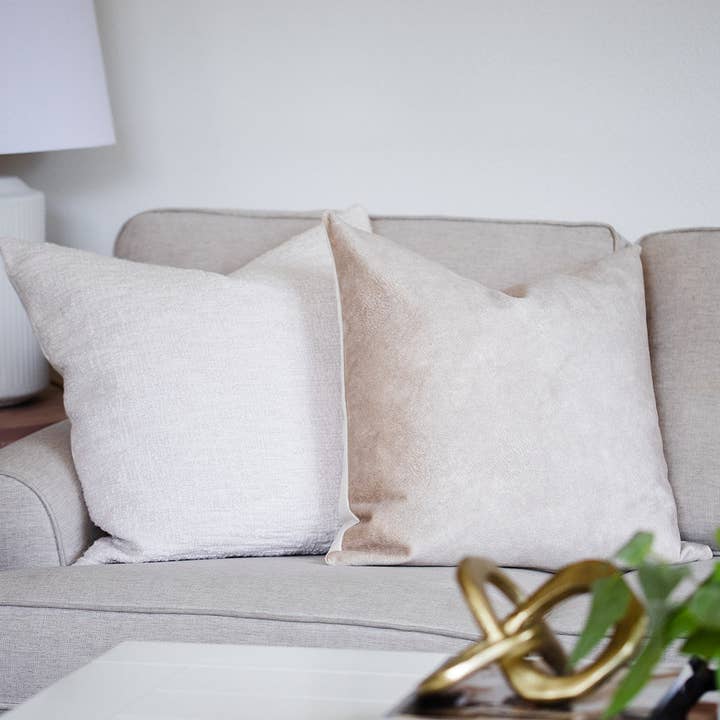 Linen & Ivory - Wholesale Throw Pillow Cover - EVY || Warm Brown Suede Pillow Cover1