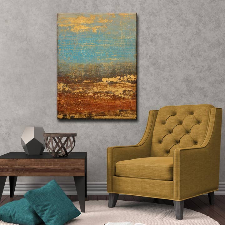 Ready2Hangart Art abstrait sur toile « Golden Stream' de Norman Wyatt Jr. pour la vente par Ready2hangart, Inc.