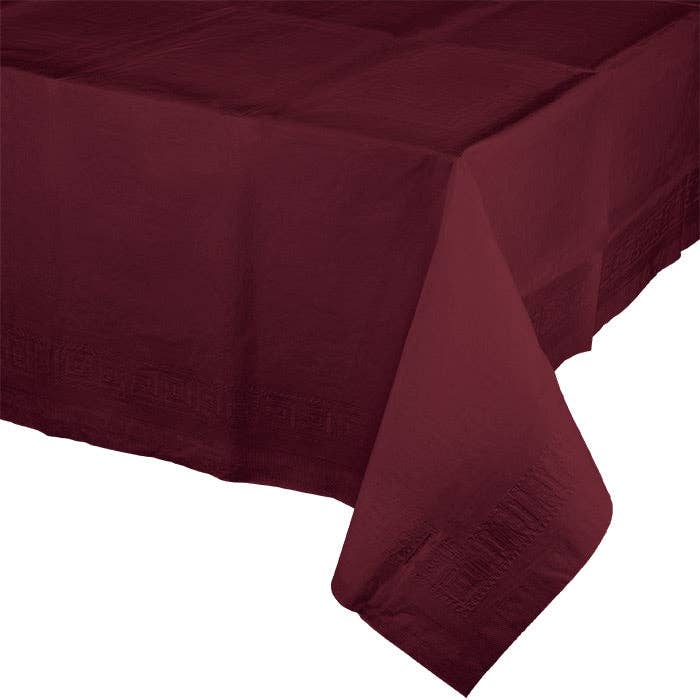 Burgundy Paper Table Covers 54 inch x 108 inch, 1/Pkg for wholesale by Bulk Party Decor