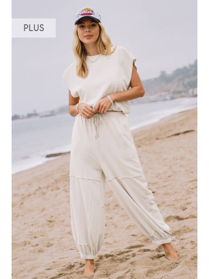 Oddi - Wholesale Lounge Set - Women's - Plus French Terry Muscle Tank And Sweat Pants Set4