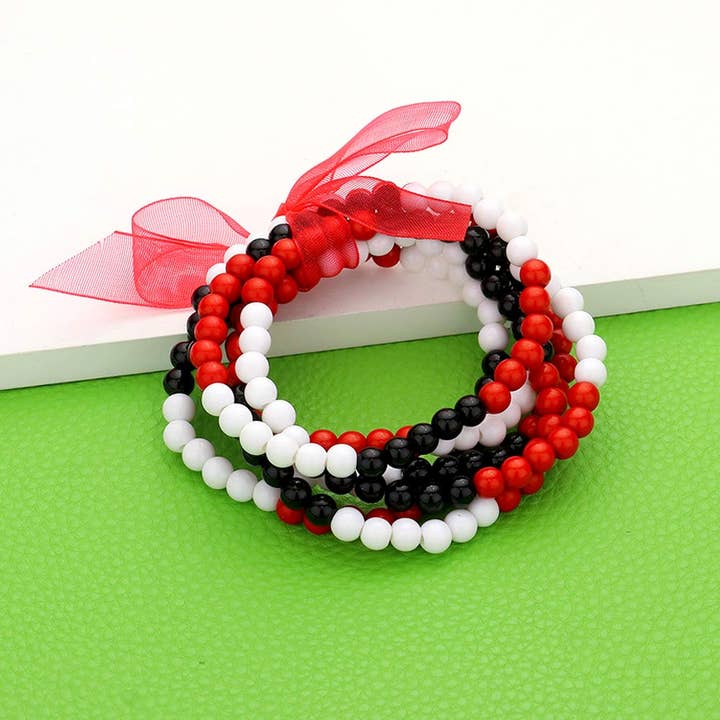 Sensibling Corp. - Wholesale Beaded Bracelet - 6PCS - Game Day Beaded Stretch Bracelets4