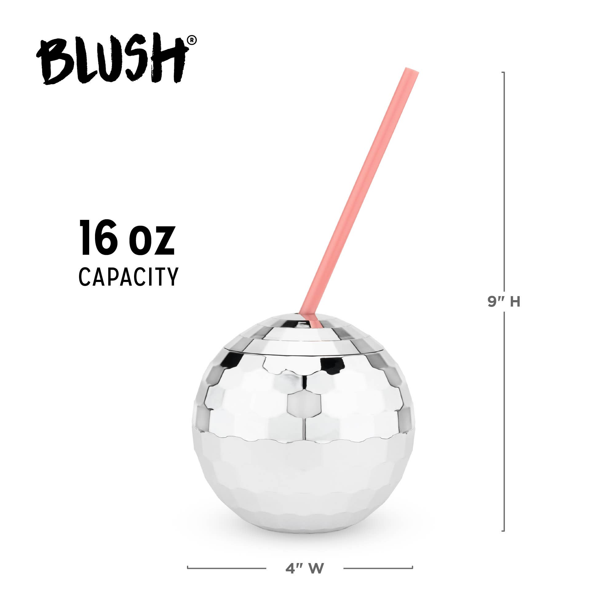 Blush - Wholesale Drinking Glass/Cup - Silver Disco Ball Drink Tumbler5