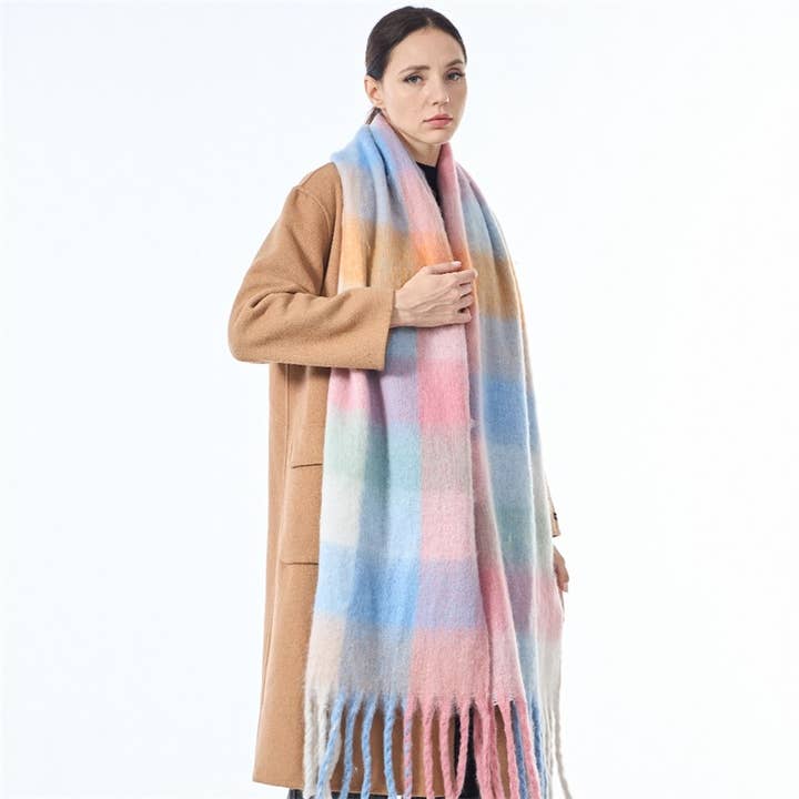 Sweetkama - Wholesale Scarf - Women's - Ladies Color Block AC Plaid Daily Scarf SKAS420144