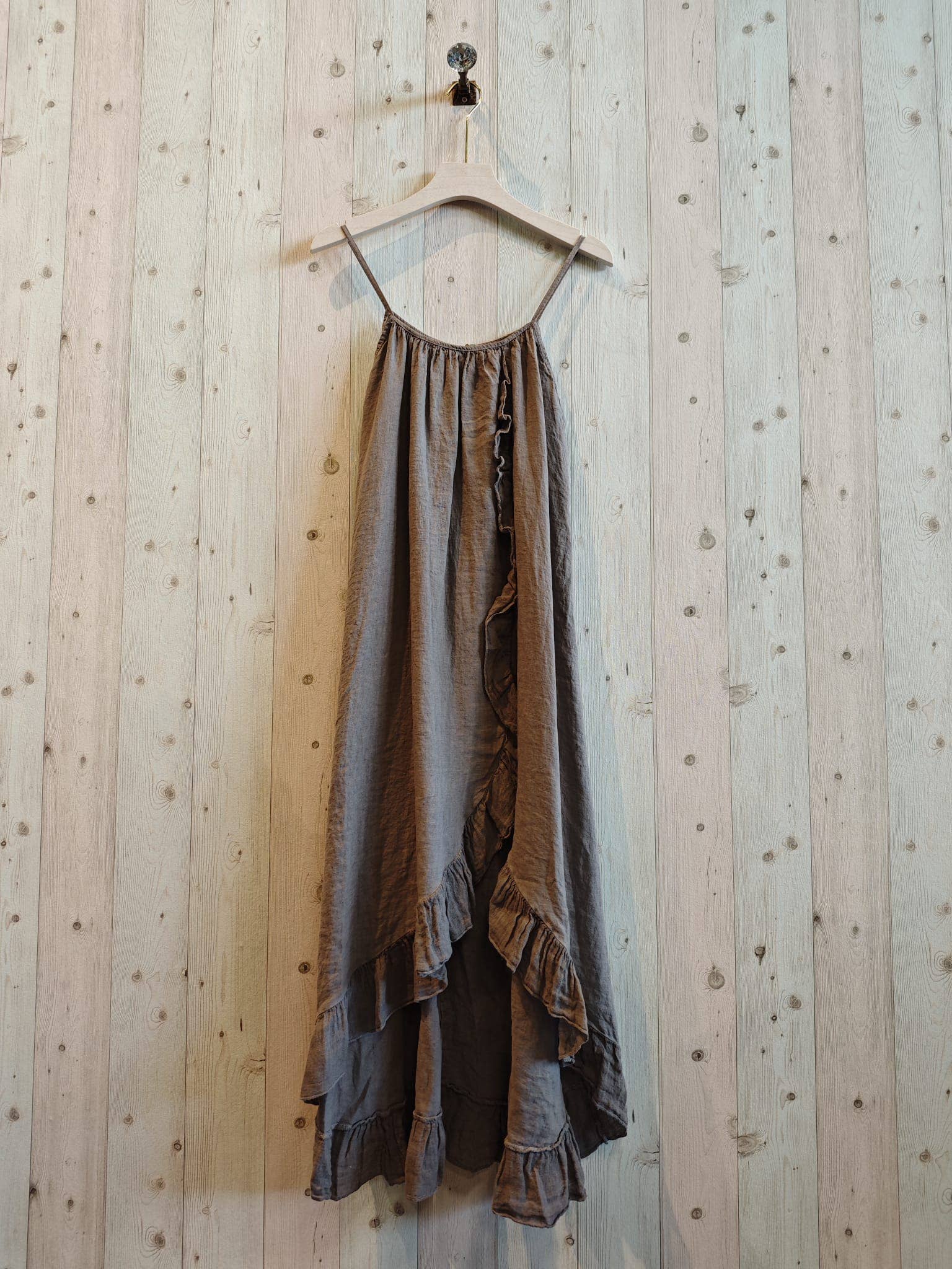 Linen & More - Wholesale Dress - Women's - REF 17621 DRESS WITH RUFFLE STRAP 100% LINEN6