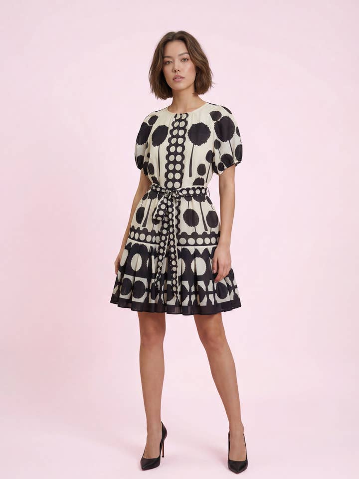 GF1529 PLEATED POLKA DOT MINI DRESS for wholesale by N by Nancy