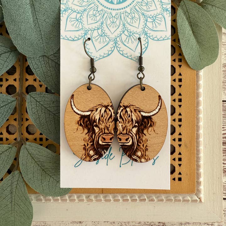 cute farm hand painted lightweight wood earrings (Copy) for wholesale by Seasideblooms
