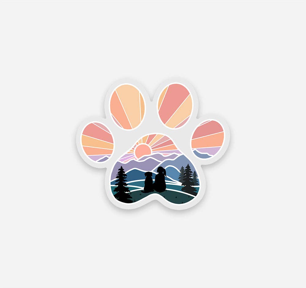 Wild Peonies Studio - Wholesale Sticker - Dog Paw Print Mountain Girl with Dog Clear Vinyl Sticker5