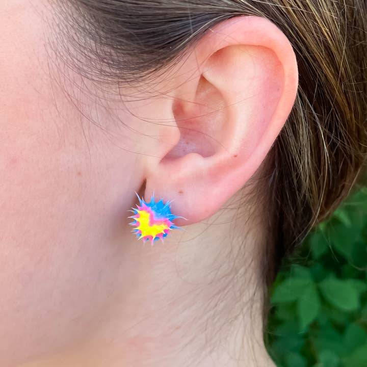 Natalia - Wholesale Jewelry Set - Spiky Neon Silicone Y2K Icons Stud Earrings - SET 36 Pairs6