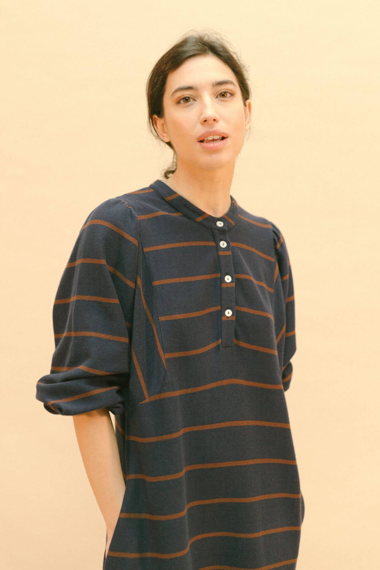 PAN Producto Básico - Wholesale Coat - Women's - Long striped dress1