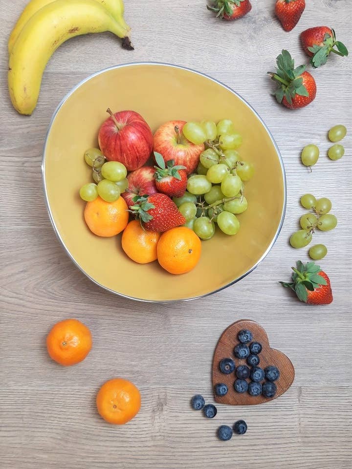 Contemporary Organic Oval Fruit Bowl - Mustard Yellow for wholesale by Oh So Pretty & Green
