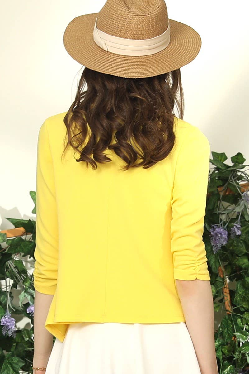 NINEXIS - Vente Blazer – femme - CWOBL041-P_PLUS BLAZER DÉCONTRACTÉ OUVERT À MANCHES FRONCÉES19