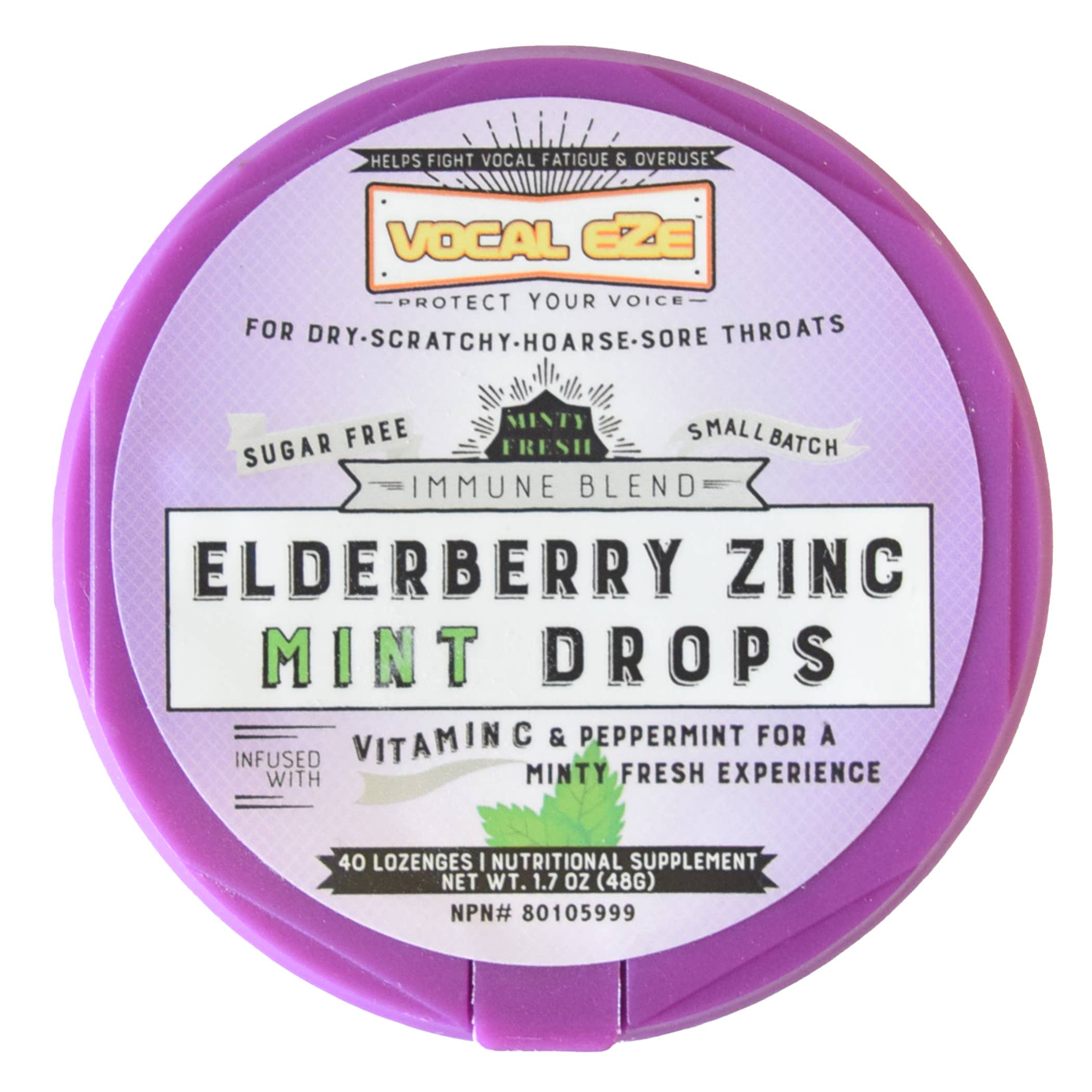 Vocal Eze - Wholesale Oral Supplement/Vitamin - 40ct. Elderberry Zinc MINT Throat Drops w/ Vitamin C 0