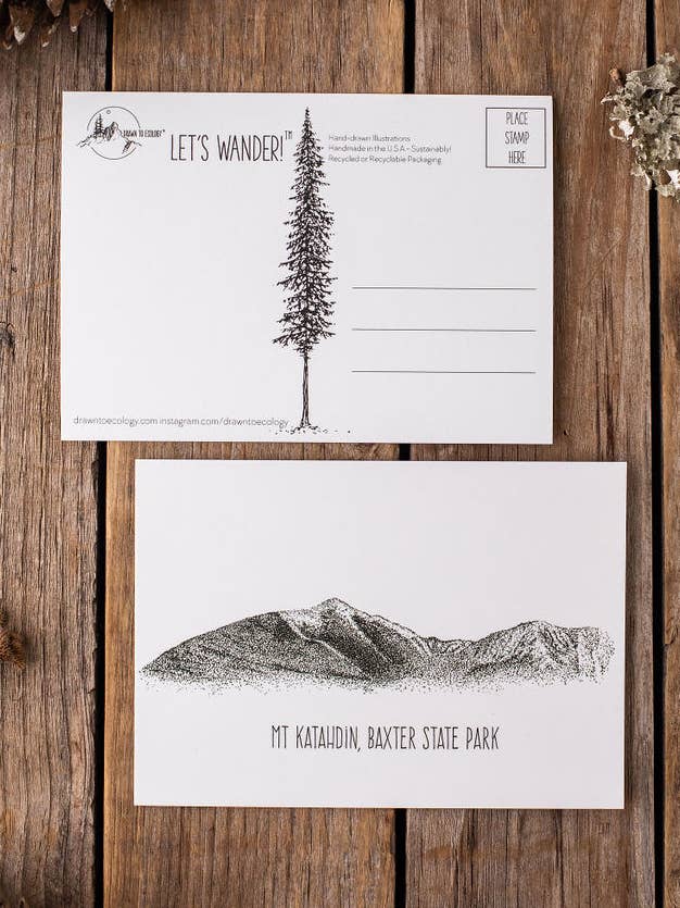 Mt. Katahdin Postcard for wholesale by Drawn to Ecology