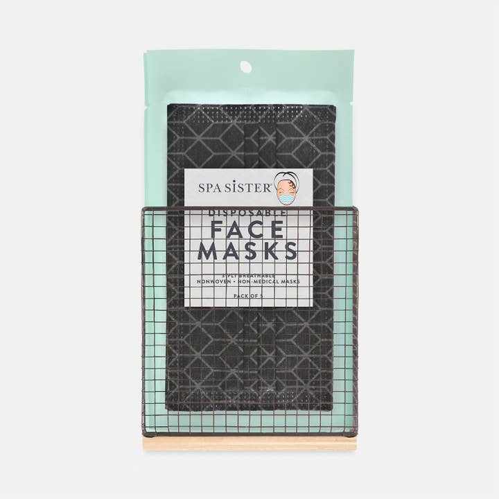 Black Geometric 3-Ply Mask Display 10ct. for wholesale by Bath Accessories Company