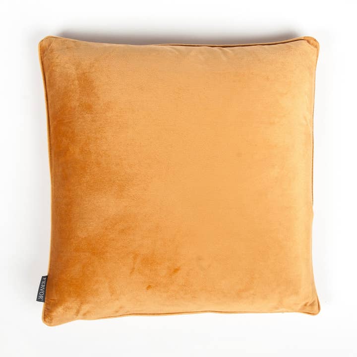 Cojín de terciopelo naranja con ribete para venta al por mayor de Fervor and Hue