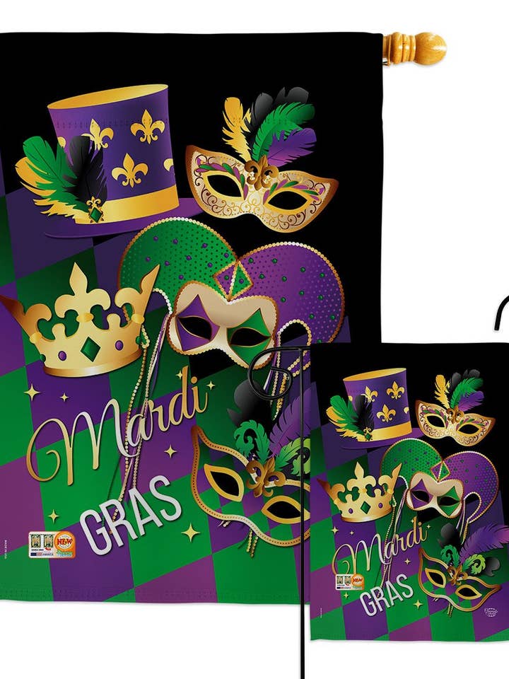 Mardi Gras Flag - Weather Resistant 3 Layers Blockout for wholesale by Two Group Flag Co