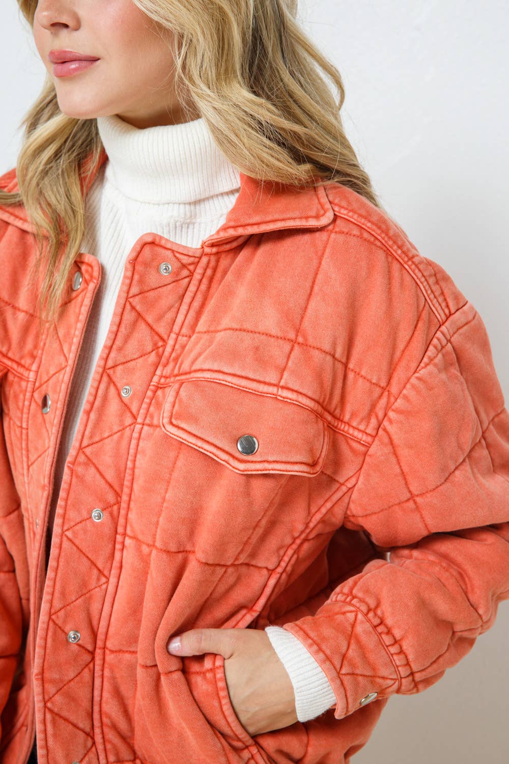 Blue B - Wholesale Jacket - Women's - 22082J - Garment Stone Washed Quilted Pocket Front Jacket6