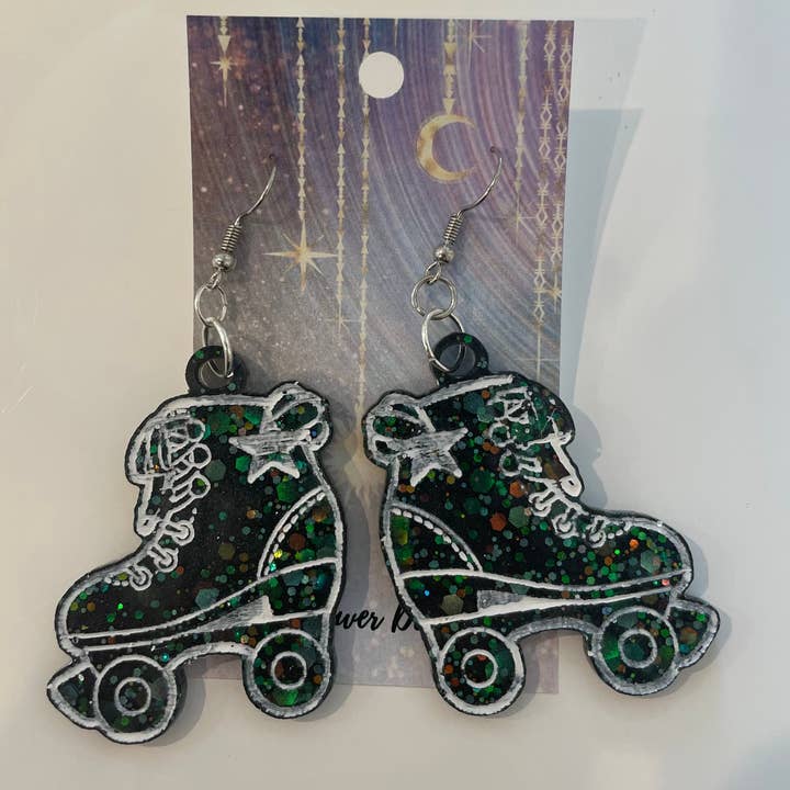 Roller Skate Earrings for wholesale by Wyldflower Design Co