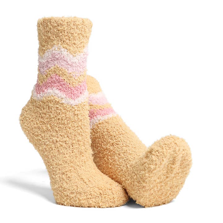 ASSORTED COLORS Luxury Soft Retro Stripe Mini Crew Winter Socks for wholesale on Faire12