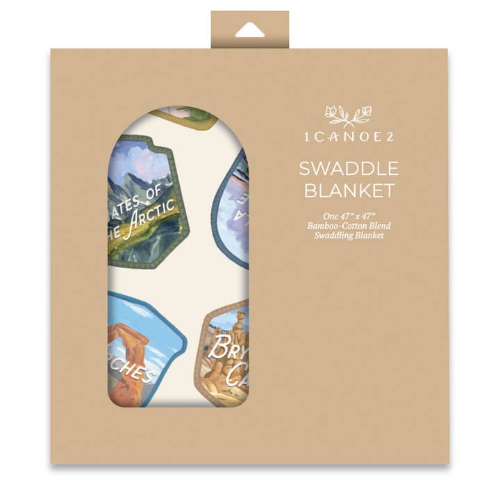 Coperta Fasciatoio in Mussola con Stemmi del Parco Nazionale per la vendita all'ingrosso da parte di 1canoe2 | One Canoe Two Paper Co.