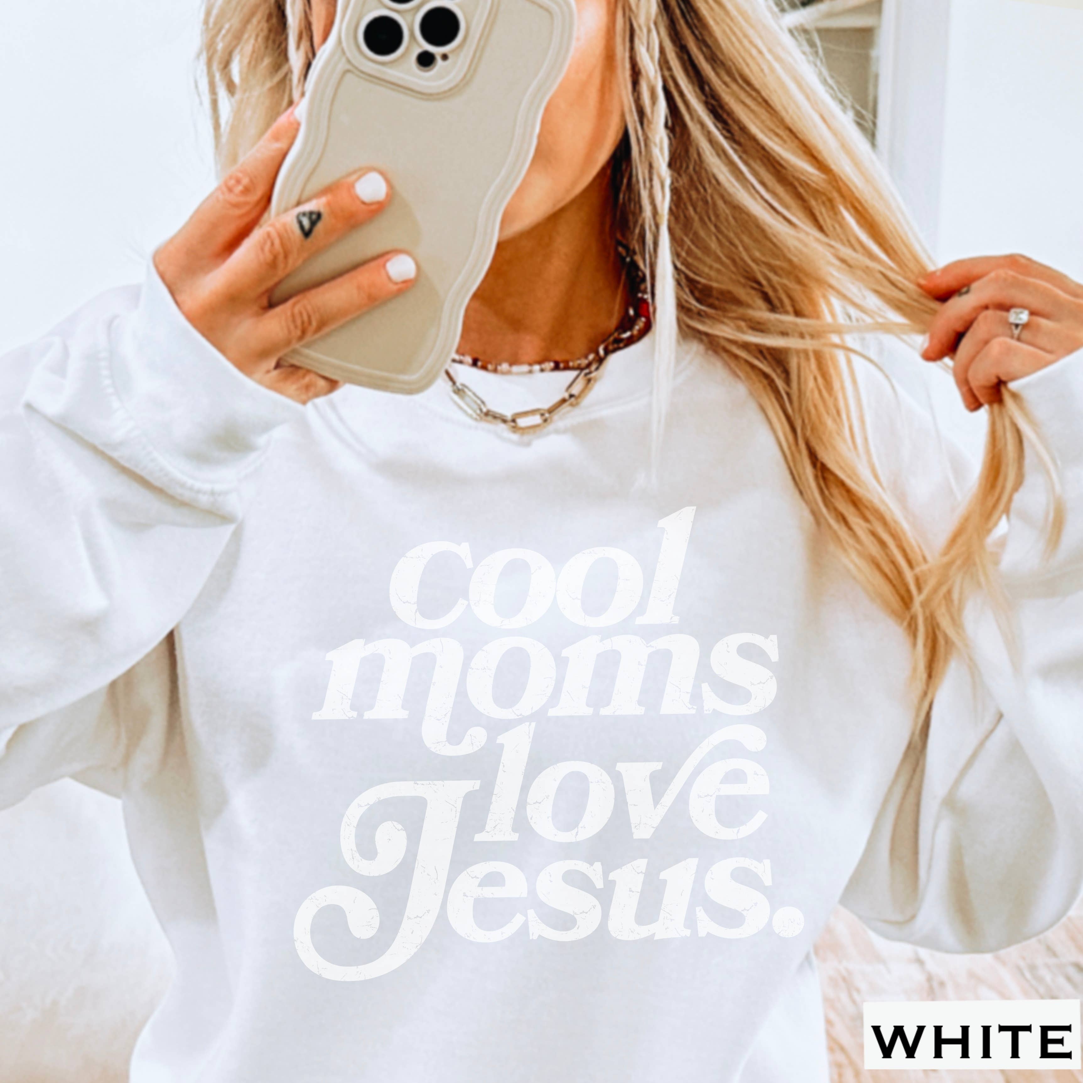 Shoppe SHC - Wholesale Graphic Sweatshirt - Women's - Cool Moms Love Jesus Christian Graphic Sweatshirt 0