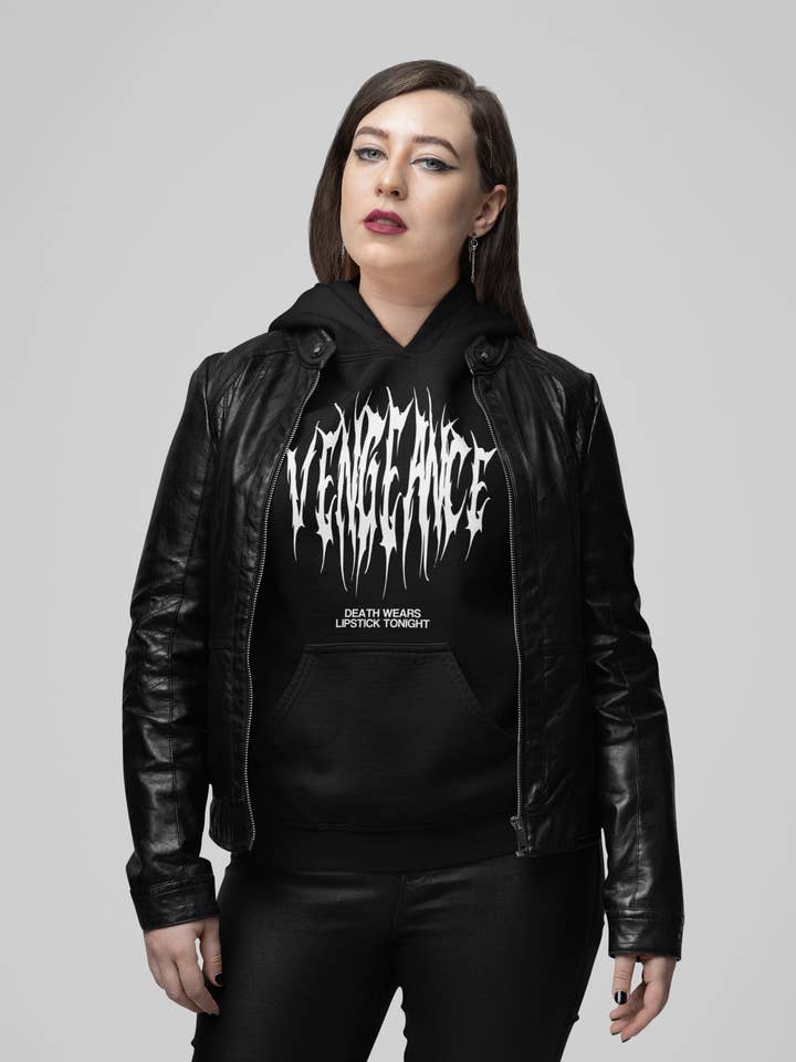 Hævn, Gotisk Alternativ Grunge Metal Hættetrøje for engroshandel hos Wickedly Divine Shop