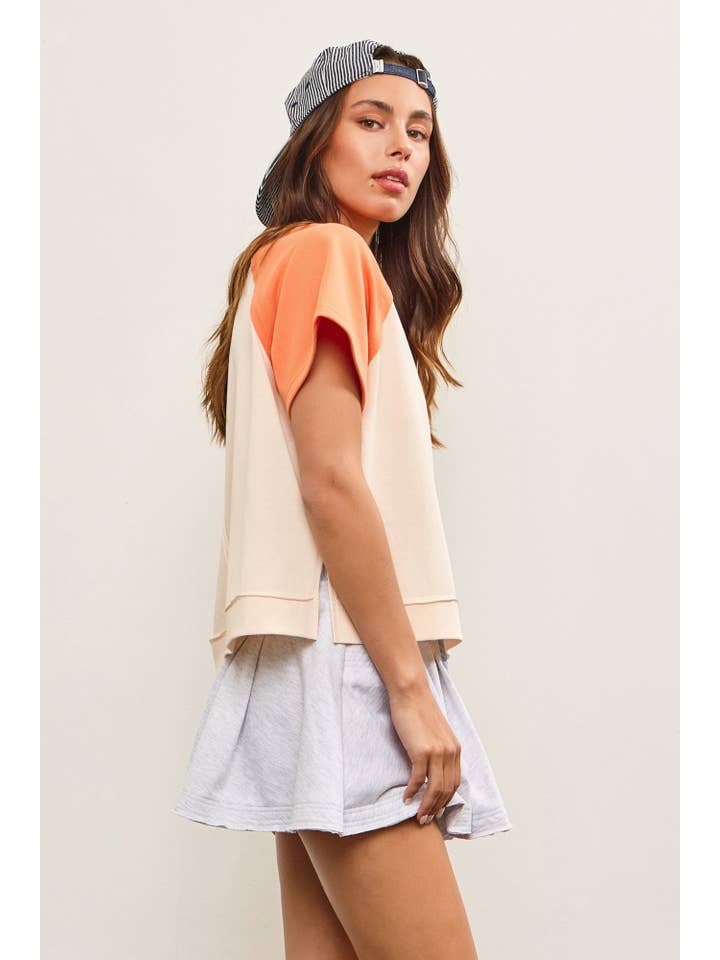 Mustard Seed - Wholesale Knit Top - Women's - SIDE SLIT COLOR BLOCK RAGLAN TOP