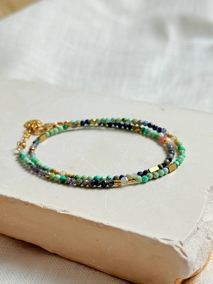 JOSEPHINE dubbele wikkelarmband met edelstenen voor wholesale door LEA ET MOI