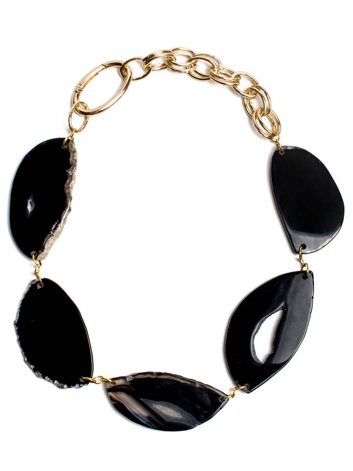 Handmade Gemstone Necklace / Agate Slice for wholesale by MAISON ATLAS