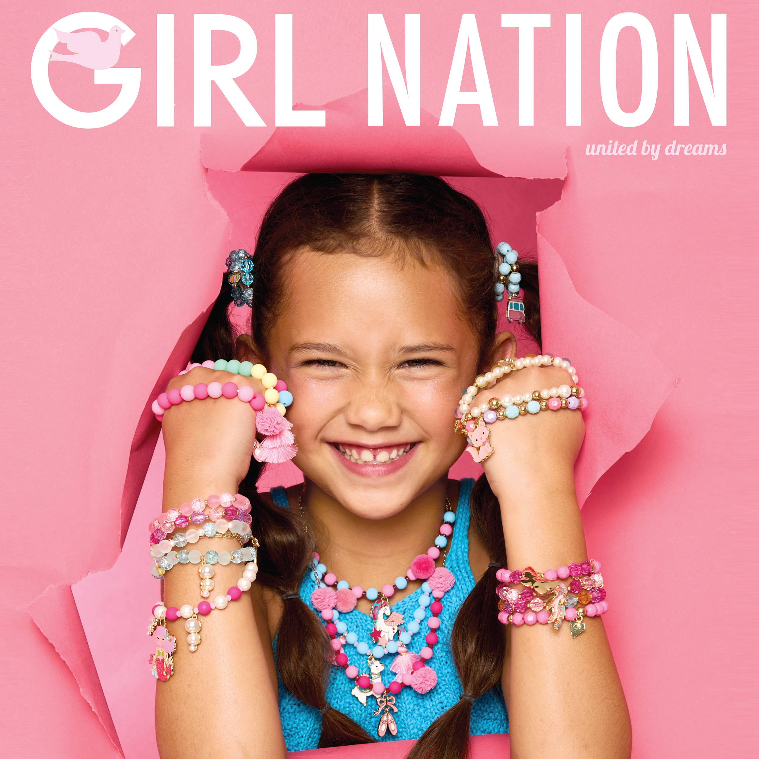 Girl Nation - Wholesale Beaded Bracelet - Kids - Pretty in Pink Tower | Case of 24 Bracelets + Free Display8