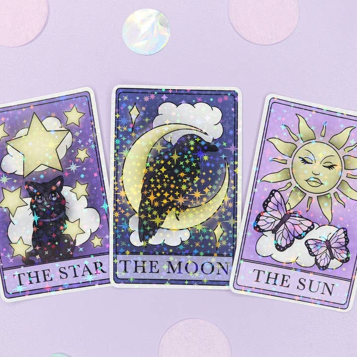 Holo Tarot Cards Sticker/Witchy Holo Holographic Wicca for wholesale by LorenaxAngelina