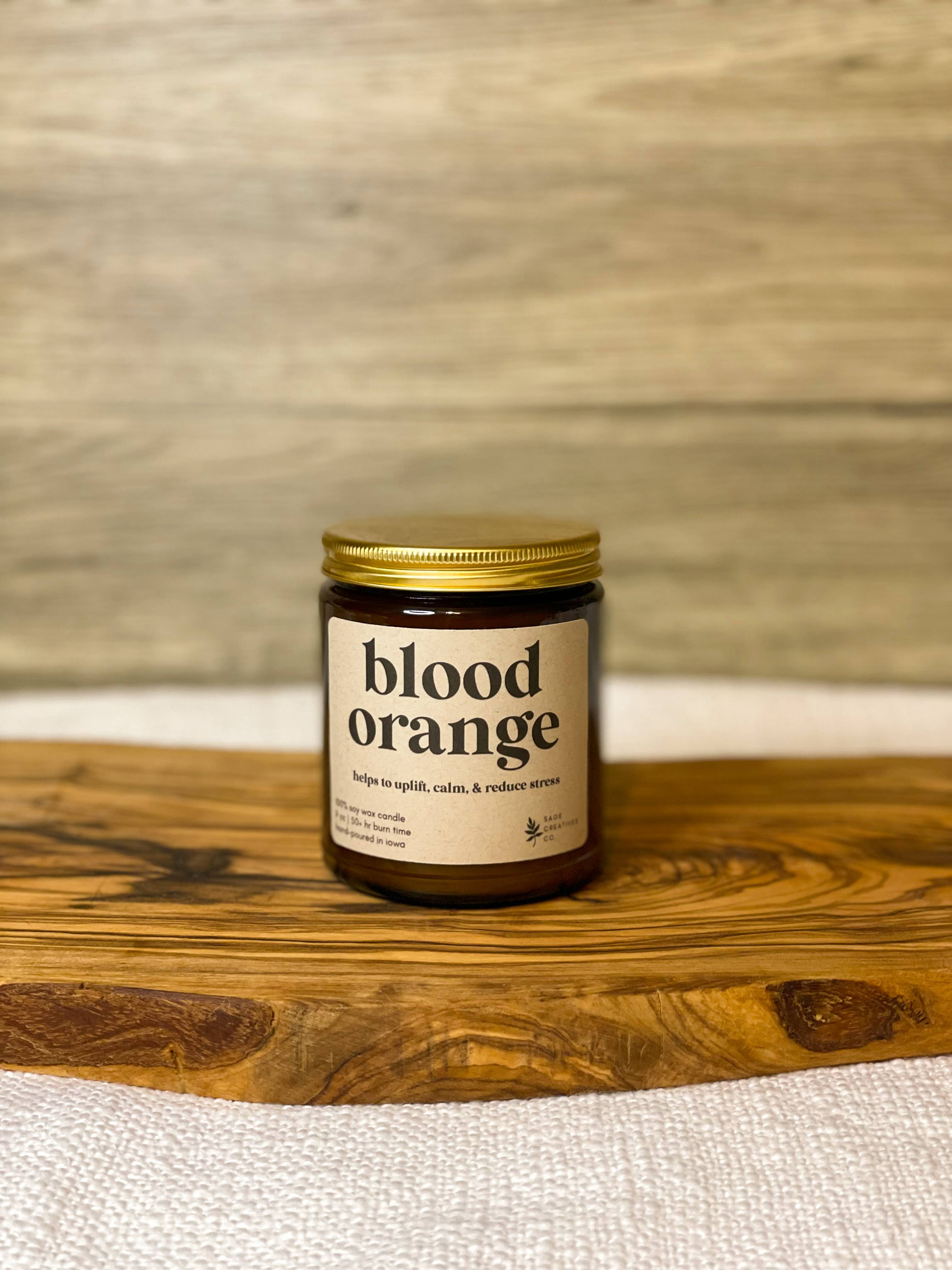 Sage Candle Co. - Vente Bougie en bocal - Blood Orange - Bougie d'aromathérapie à 100 % à la cire de soja