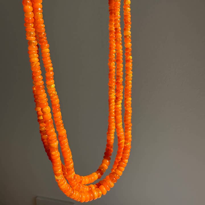 Opal Necklace | Bright Neon Orange | Summer Beaded Necklace for wholesale by Anokhi Green | Handmade Gemstone Jewelry