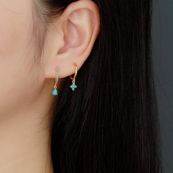 Perimade & Co. LLC - Wholesale Huggie earrings - Color Gemstone Drop Huggie Earrings in 925 Sterling Silver3