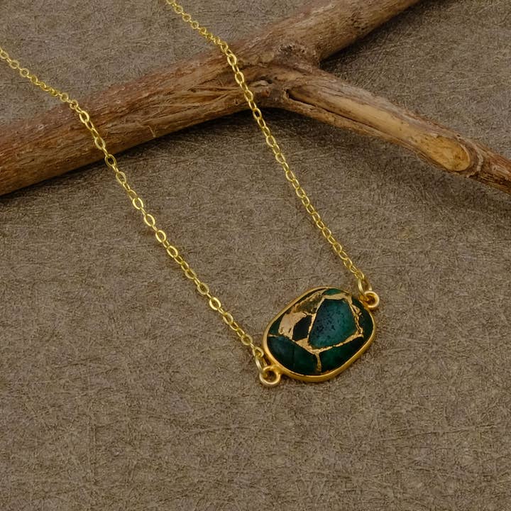 Edelsteinkettenhalskette mit Smaragd Mohave für den Großhandel von El Joyero