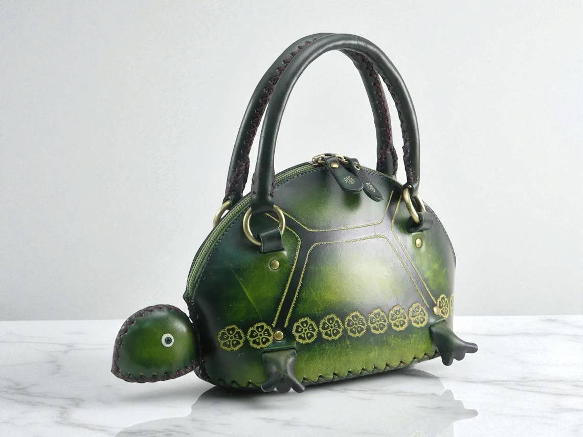 Sunflower Handmade leather inc - Vendita all'ingrosso Borsa con manico - Donna - Borsa a mano in pelle fatta a mano a forma di tartaruga6