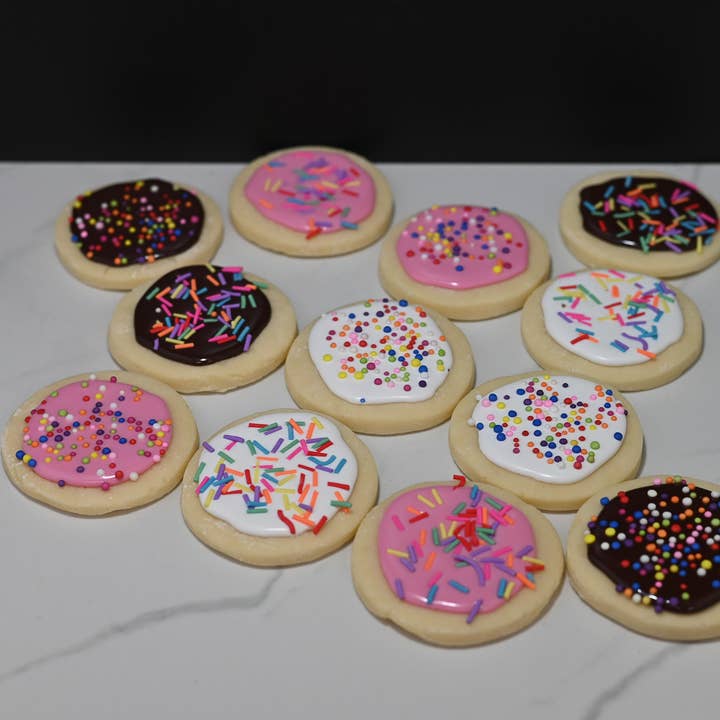 Just Dough It! Fake Foods - Wholesale Decorative Tabletop Object - Fake Frosted Sugar Cookies with Sprinkles - Set of 12