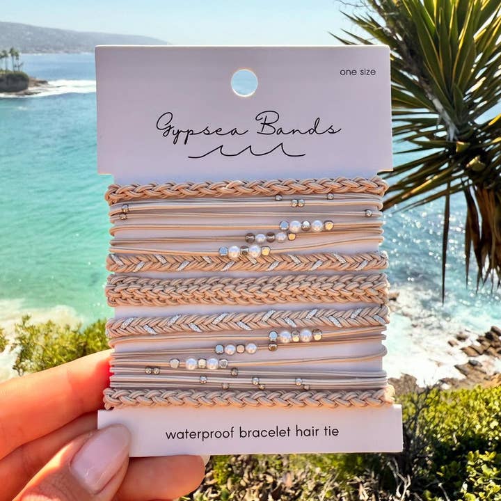 Latte Hair Tie Bracelets (Pre-pack of 10 cards) for wholesale by Gypsea Bands