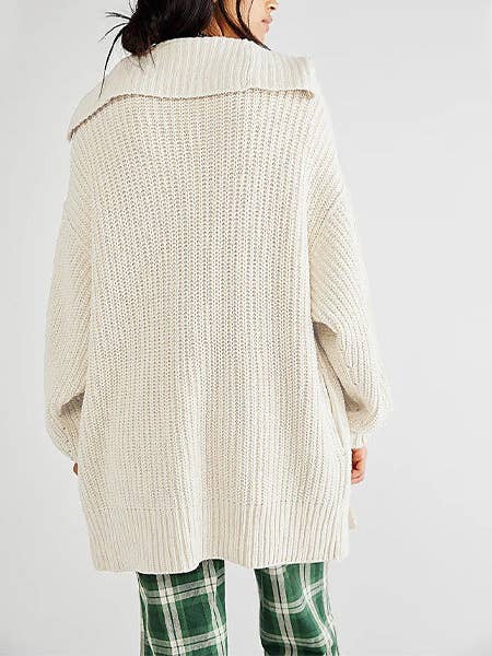 Dipped Shop - Wholesale Cardigan - Women's - Lapel Loose Button Sweater Cardigan DPC262010