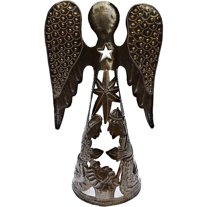 Haiti Fair Trade~ It's Cactus - Wholesale Nativity Scene Decor - Nativity Scene, Standing Angel 14" x 7" x 4"