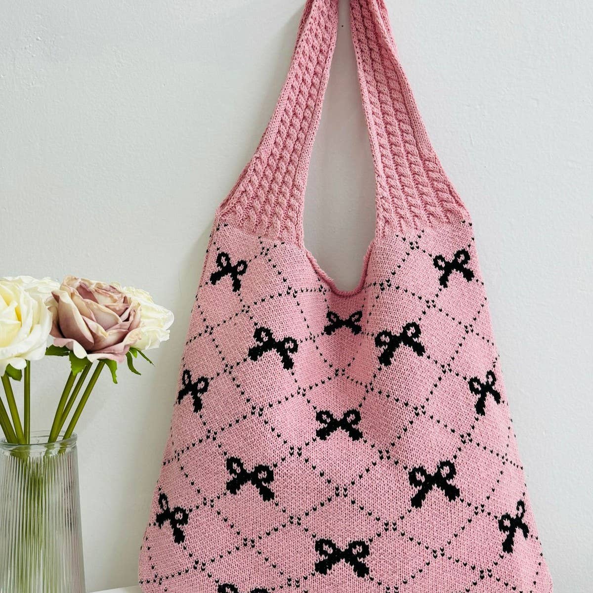 NINEXIS - Wholesale Tote Bag - Women's - CWAB4567_BOW KNIT LARGE CAPACITY TOTE BAG2