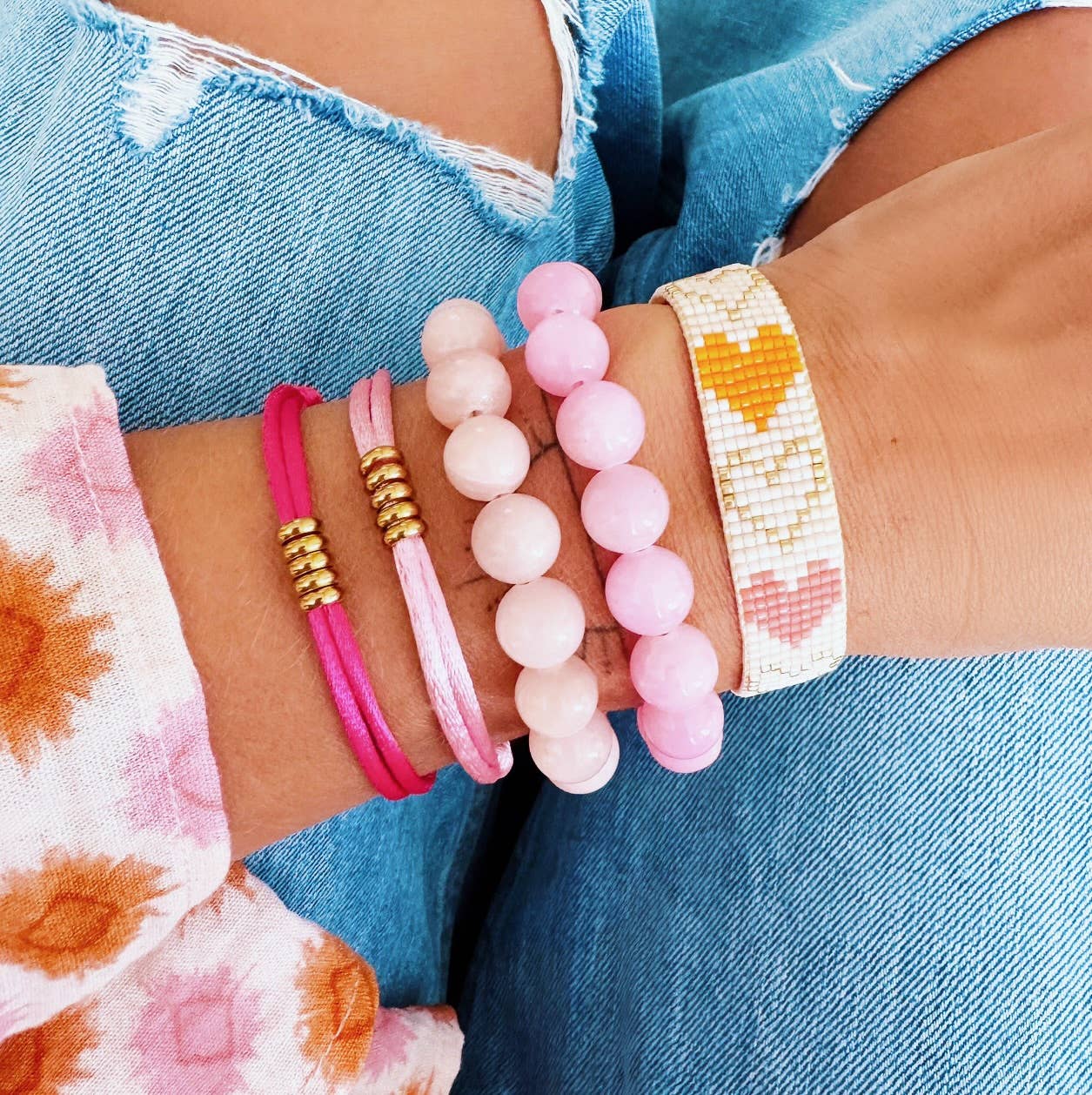 Bazou - Wholesale Beaded bracelet - Natural stone bead bracelet XL - peach1